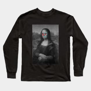 Monna Lisa Skull Interactive Red&Blue Filter T-Shirt Long Sleeve T-Shirt